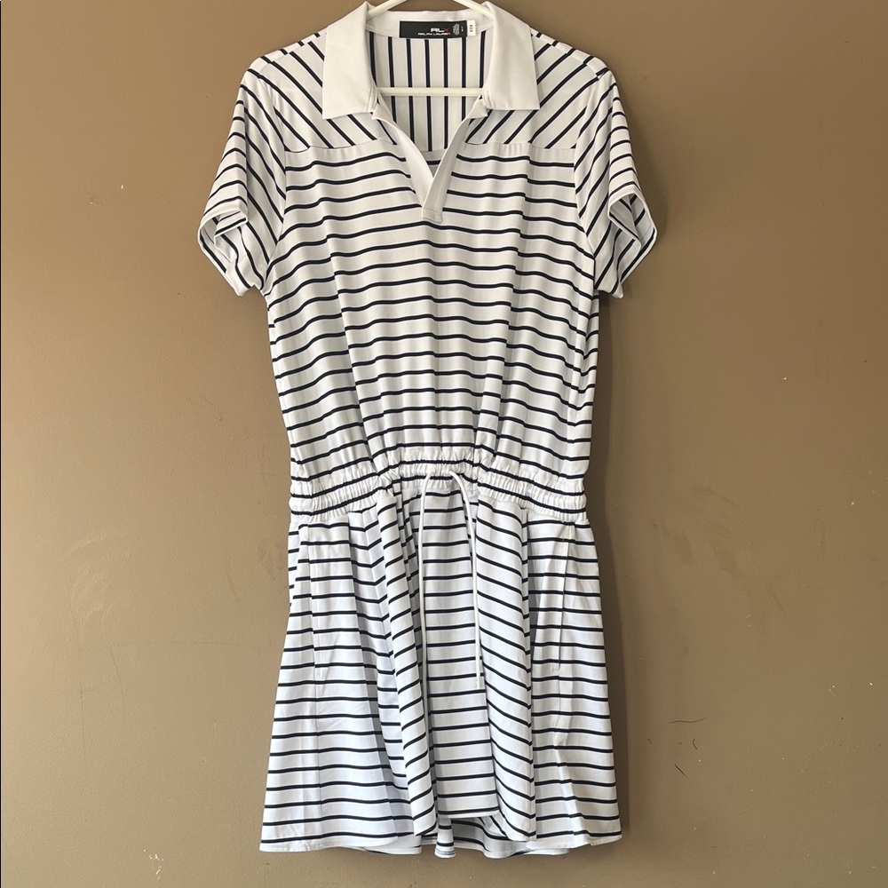 Ralph Lauren Double RL Black and White Polo Collar Mini Dress